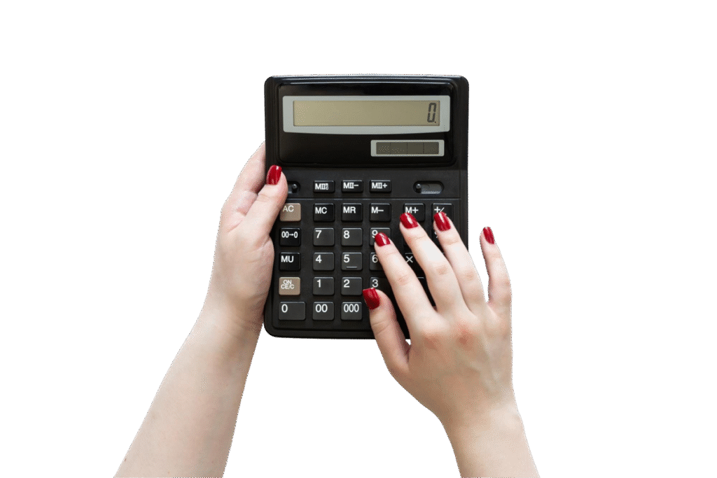 hand holding calculator website